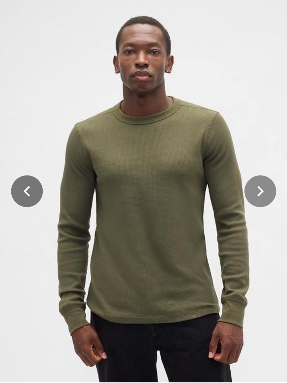 J. Crew Olive Green Long-Sleeve Waffle Knit Shirt